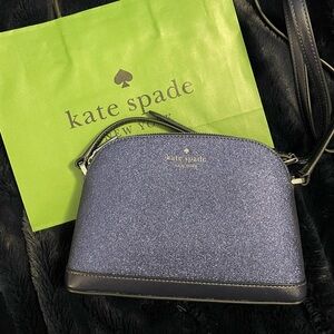 Kate Spade Glitter Tinsel Small Dome Bag Crossbody Bag in Parisian Navy Blue